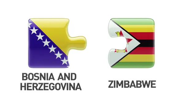 Zimbabwe Bosnien och Hercegovina pussel koncept — Stockfoto