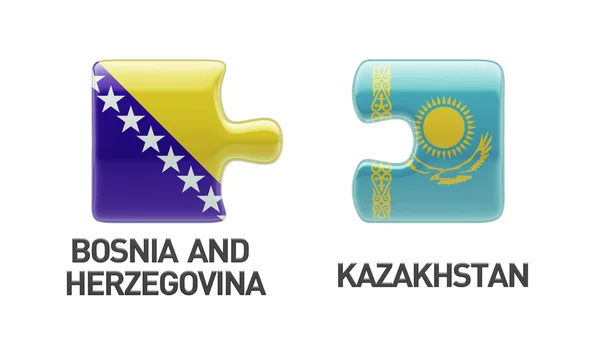 Kazakhstan Bosnia and Herzegovina Puzzle Concept — Stock Photo, Image