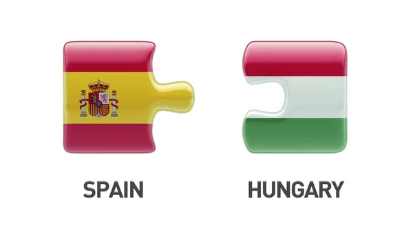 Spain Hungary  Puzzle Concept — Stock Photo, Image