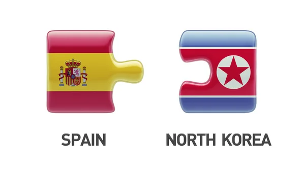 Spain North Korea  Puzzle Concept — Stock Photo, Image
