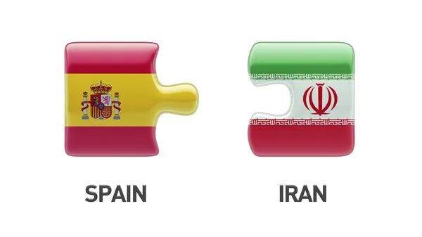 Spain Iran  Puzzle Concept — Stock Photo, Image