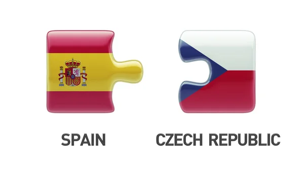 Koncept Puzzle Španělsko Česká republika — Stock fotografie