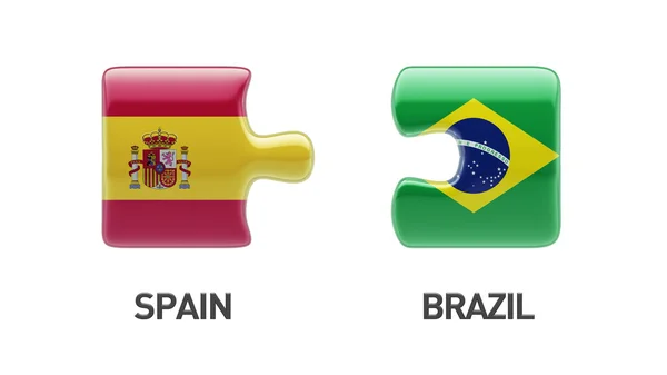 Spanien Brasilien Puzzle-Konzept — Stockfoto
