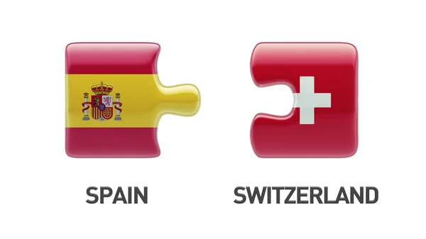 Svizzera Spagna Puzzle Concept — Foto Stock