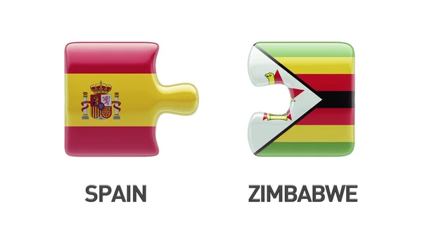 Zimbabué Espanha Puzzle Concept — Fotografia de Stock