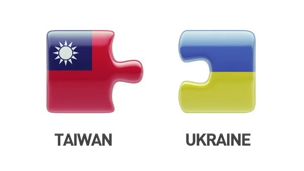 Ucrania Taiwán Puzzle Concepto —  Fotos de Stock