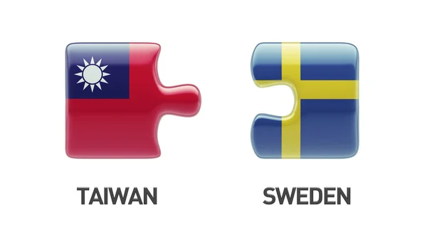 Sverige Taiwan Puzzle Concept - Stock-foto