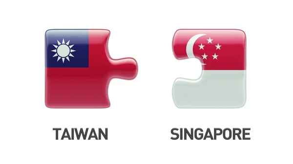 Concetto di Puzzle di Singapore Taiwan — Foto Stock