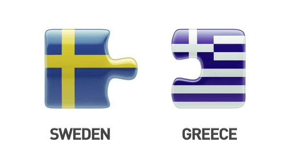 瑞典希腊拼图概念 — 图库照片