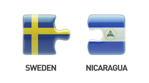 Sweden Nicaragua  Puzzle Concept — Stock Photo, Image