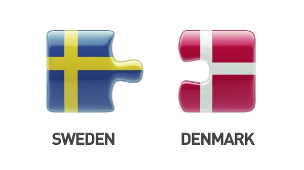 Головоломки концепція Швеція-Данія — стокове фото