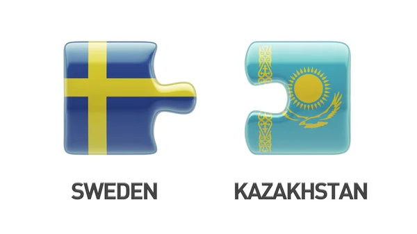 Καζακστάν Σουηδία παζλ έννοια — Φωτογραφία Αρχείου