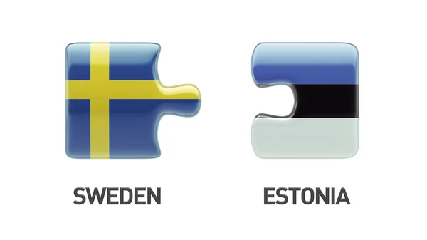 爱沙尼亚瑞典拼图概念 — 图库照片