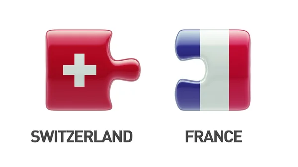 Suiza Francia Puzzle Concepto —  Fotos de Stock