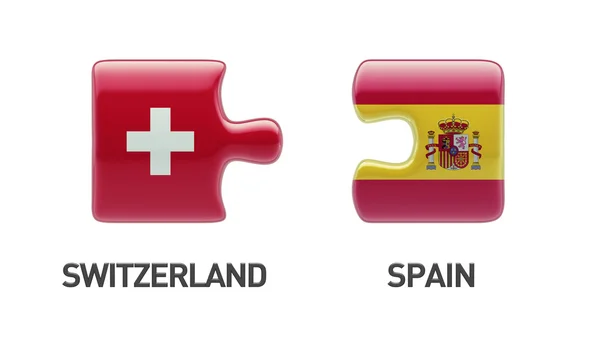 Svizzera Spagna Puzzle Concept — Foto Stock