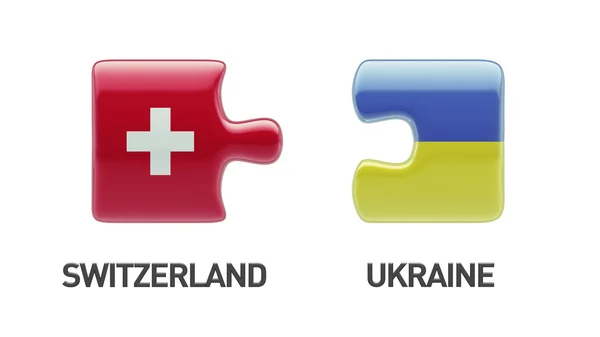 Ukraine Switzerland  Puzzle Concept — Stock Photo, Image