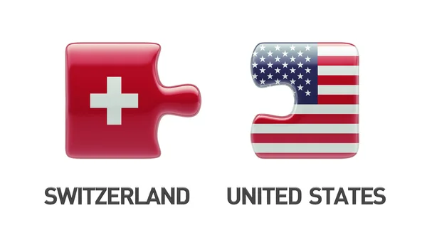 United States Switzerland  Puzzle Concept — Stock Photo, Image