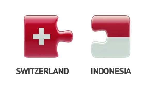 Indonesia Suiza Puzzle Concepto — Foto de Stock