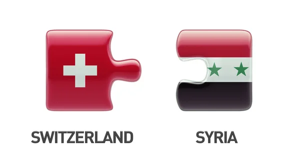 Συρία Ελβετία παζλ έννοια — Φωτογραφία Αρχείου