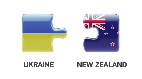 Ukraine New Zealand  Puzzle Concept — Stock Photo, Image