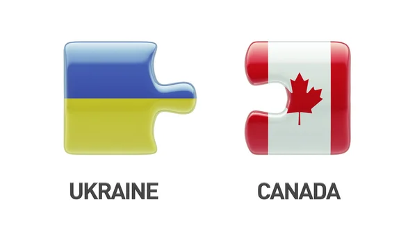 Ukraine Canada  Puzzle Concept — Stock Photo, Image