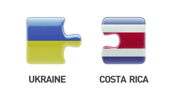 Ukraine Costa Rica Puzzle Concept — Stock Photo, Image