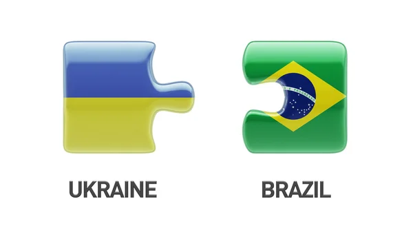 우크라이나 브라질 퍼즐 개념 — 스톡 사진