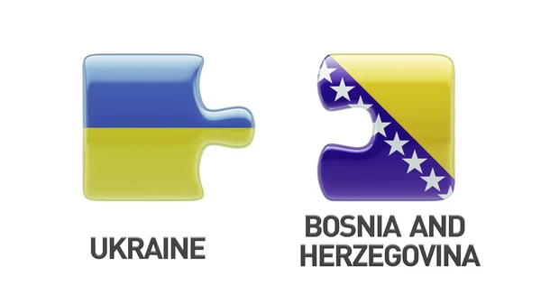 Ukraina Bosnien och Hercegovina pussel koncept — Stockfoto