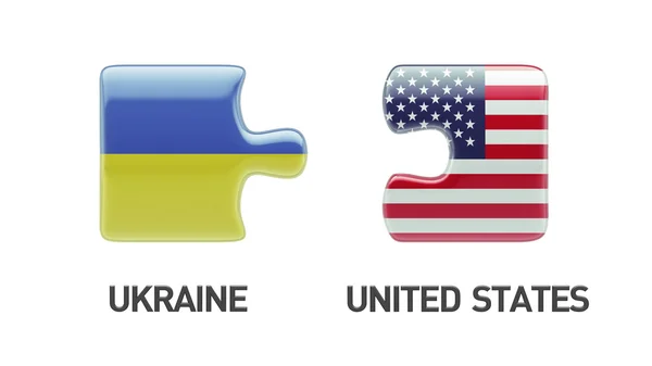 アメリカ合衆国ウクライナ パズル コンセプト — ストック写真