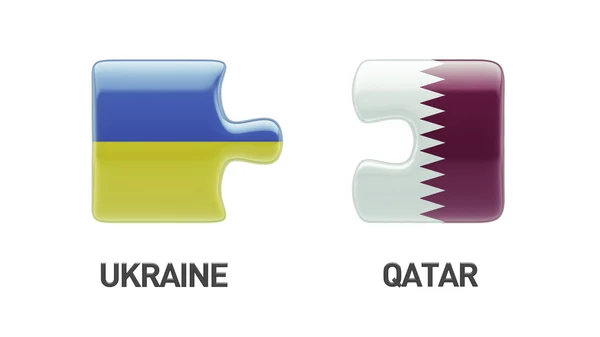 Qatar Ucrania Puzzle Concepto —  Fotos de Stock
