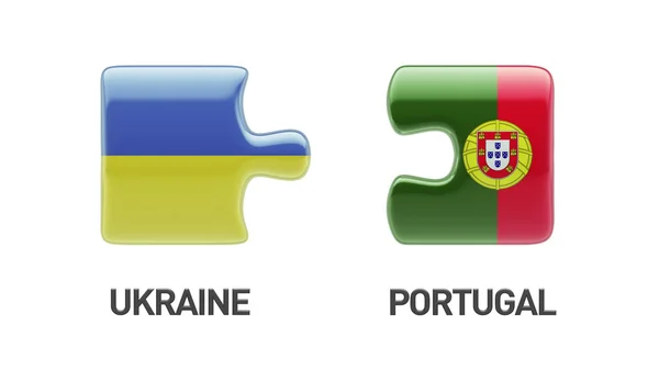 葡萄牙乌克兰拼图概念 — 图库照片