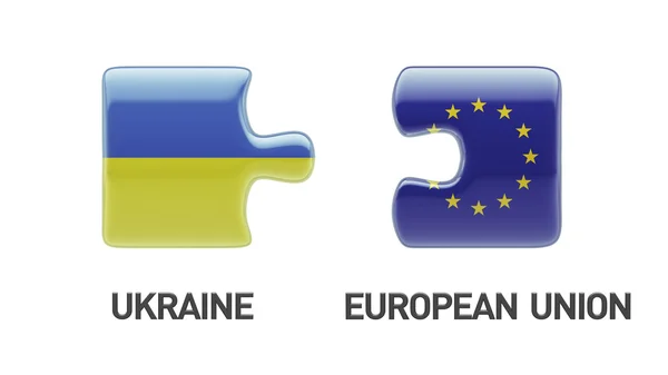 Europeiska unionen Ukraina pussel koncept — Stockfoto