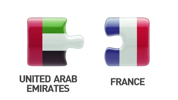 阿拉伯联合酋长国法国拼图概念 — 图库照片