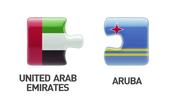阿拉伯联合酋长国阿鲁巴拼图概念 — 图库照片