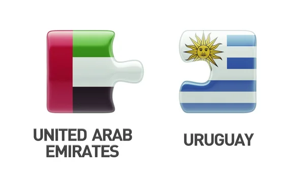 Uruguay Emiratos Árabes Unidos Puzzle Concepto —  Fotos de Stock