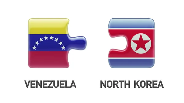 Venezuela Nordkorea pussel koncept — Stockfoto