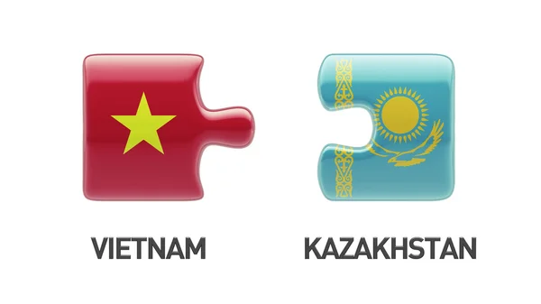 Kazakhstan Vietnam  Puzzle Concept — Stock Photo, Image