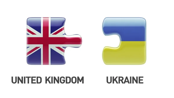 Förenade kungariket Ukraina pussel koncept — Stockfoto