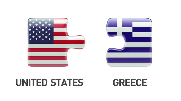 Estados Unidos Grecia Puzzle Concepto — Foto de Stock