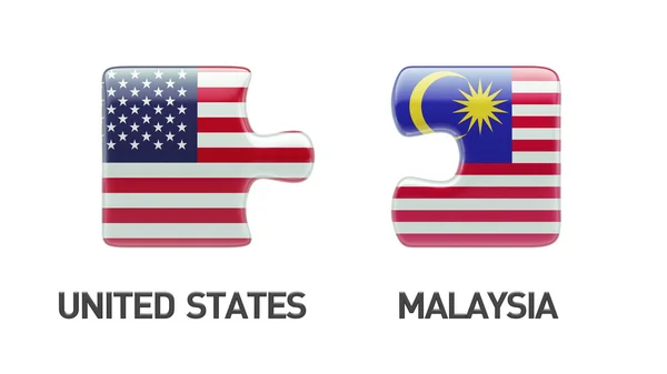 Estados Unidos Malasia Puzzle Concepto — Foto de Stock