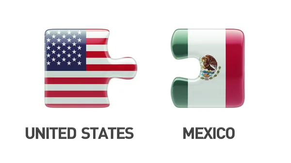 Estados Unidos México Puzzle Concept —  Fotos de Stock