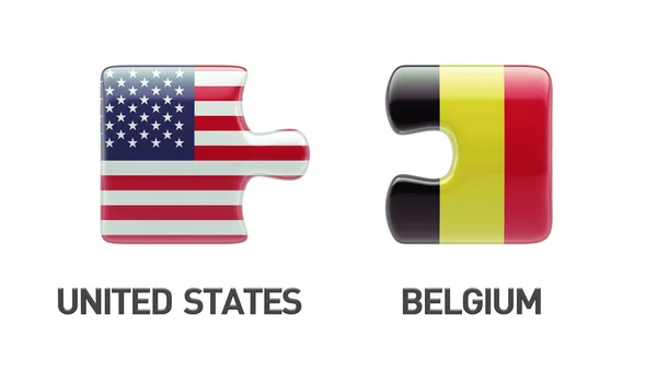 États-Unis Belgique Puzzle Concept — Photo