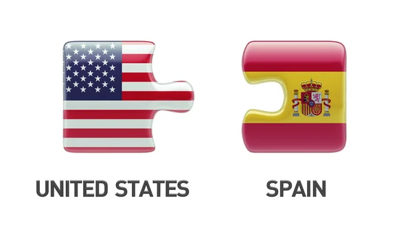 United States Spain  Puzzle Concept — Stock Photo, Image