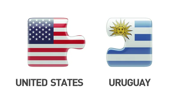 Uruguay Etats-Unis Puzzle Concept — Photo