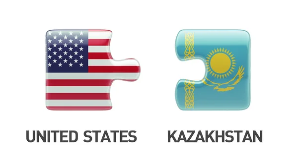 Kazakistan Stati Uniti Puzzle Concept — Foto Stock
