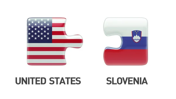 Slovénie Etats-Unis Puzzle Concept — Photo