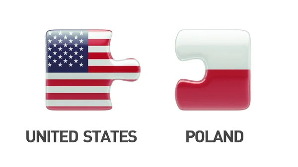 Poland United States  Puzzle Concept — Stock Photo, Image