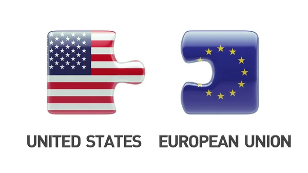 Europeiska unionen Förenta staterna pussel koncept — Stockfoto