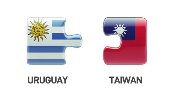 Uruguay Taiwan  Puzzle Concept — Stock Photo, Image