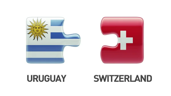 Uruguay Švýcarsko Puzzle koncept — Stock fotografie